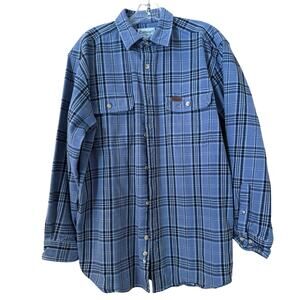 Carhartt Thick Cotton Blue Plaid Long Sleeve, Collared Shirt, Size Lg